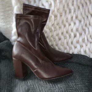 Brown Faux Leather Booties(Brand New)